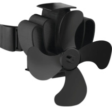 Čierny ventilátor na kachle s tromi lopatkami