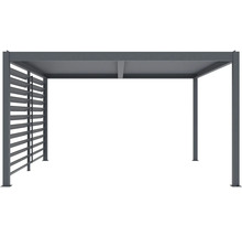 Kovový záhradný altánok s lamelovou stenou