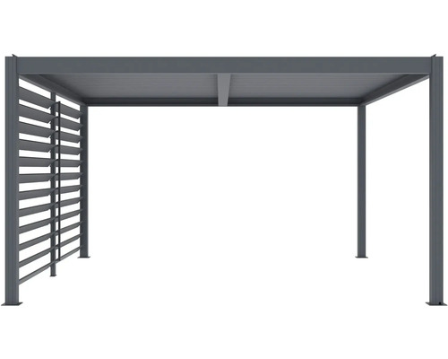 Kovový záhradný altánok s lamelovou stenou