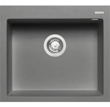 Samostatný sivý kuchynský drez s odtokom a logom Pyramis