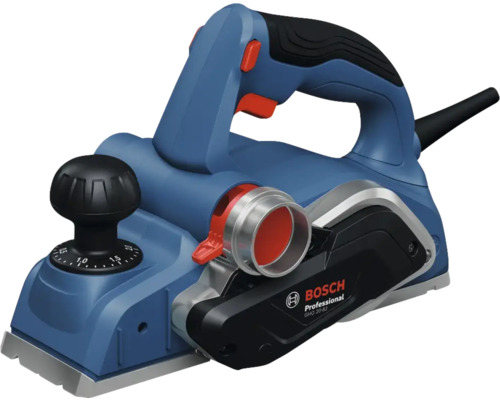 Elektrický hoblík Bosch Professional GHO 20-82 s ergonomickou rukoväťou a otočným gombíkom na nastavenie hĺbky úberu.