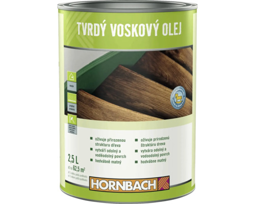 Plechovka s tvrdým voskovým olejom pre interiér, 2,5 litra, logo Hornbach