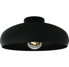 Čierne stropné svietidlo s viditeľným svetelným zdrojom