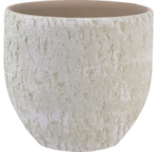 Okrúhly kvetináč s textúrovaným reliéfnym povrchom.