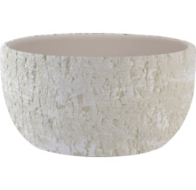 Okrúhly kvetináč so štruktúrovaným povrchom v kamennom vzhľade.