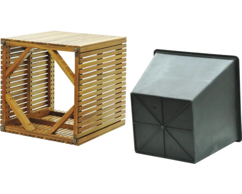 Drevená stolička na kvety s plastovou vložkou