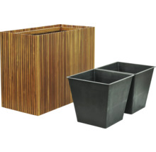 Drevený kvetináč s dvoma vložkami pre rastliny