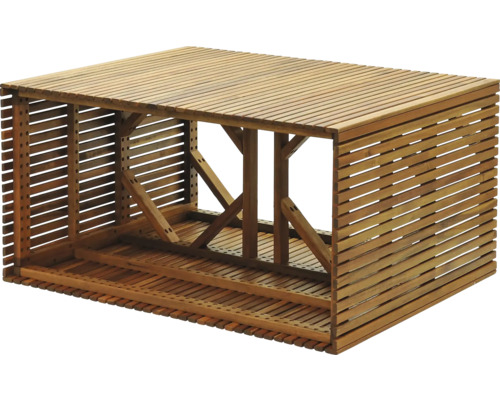 Sklad dreva pre záhradu z drevených lamiel