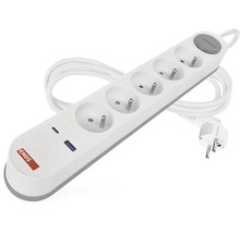 Predlžovací kábel so štyrmi zásuvkami a dvoma USB portami