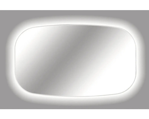 Obdĺžnikové zrkadlo so zaoblenými rohmi a LED osvetlením