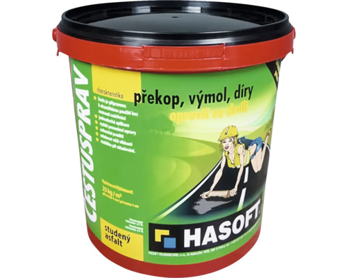 Vedro so studeným asfaltom na opravu ciest