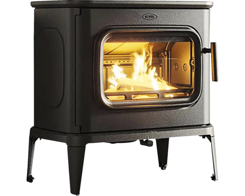 Kachle na drevo SAGA301 liatina čierna 9 kW s externým prívodom vzduchu Kachle na drevo so sklenenými dvierkami a horiacim drevom