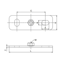 Technický výkres upevňovacej dosky s rozmermi