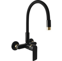 Otočná kuchynská batéria v čiernej farbe s nastaviteľným výtokom