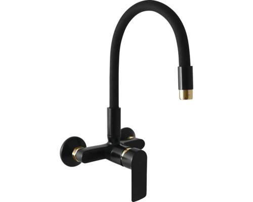 Otočná kuchynská batéria v čiernej farbe s nastaviteľným výtokom