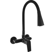 Čierna kuchynská batéria s flexibilným výtokom