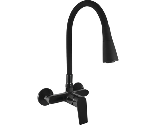 Čierna kuchynská batéria s flexibilným výtokom