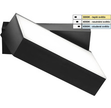 Čierne LED nástenné svietidlo s reguláciou teploty farieb od 3000 Kelvinov do 6500 Kelvinov.