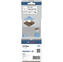 Brúsne pásy Bosch Pro X440, zrnitosť P60, P80 a P120, 75 x 508 milimetrov