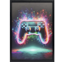 Zarámovaný obraz ovládača so svetelnými efektmi