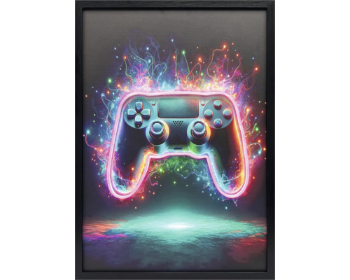 Zarámovaný obraz ovládača so svetelnými efektmi