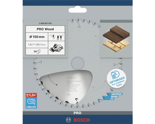 Pílový kotúč na drevo Bosch Pro s priemerom 150 milimetrov