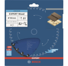 Pílový kotúč Bosch EXPERT Wood do okružných píl, priemer 165 milimetrov, 24 zubov, otvor 30 milimetrov, Carbide Technology, Bosch Logo.