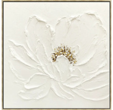 Obraz s bielou kvetinou a zlatými akcentmi v ráme