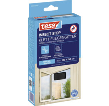 Tesa Insect Stop Klett sieť proti hmyzu do okien so suchým zipsom, vrátane suchého zipsu, maximálny rozmer 130 x 150 cm