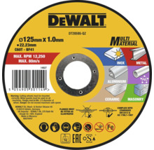 Rezný kotúč DeWalt, 125 mm x 1,0 mm, vhodný pre rôzne materiály ako kov, nehrdzavejúca oceľ, hliník, PVC, keramika a murivo