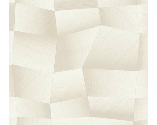 Vliesová tapeta s geometrickým 3D vzorom nepravidelných polygónov s jemne štruktúrovaným povrchom.