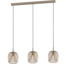 Závesná lampa s tromi tienidlami z drevených lamiel