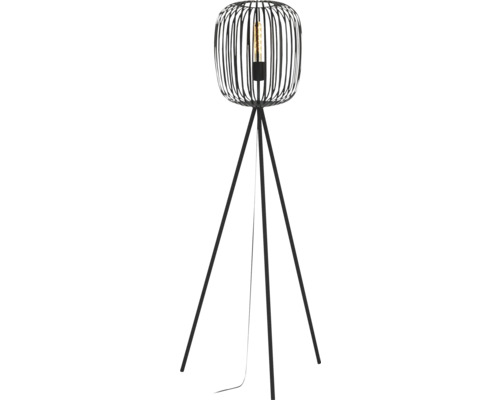 Stojacia lampa s kovovým rámom a tienidlom z kovového drôtu