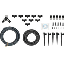 Záhradná zavlažovacia súprava s hadicou, spojkami a kvapkovačmi na zavlažovanie záhrady