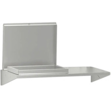 Nástenný dávkovač mydla z nehrdzavejúcej ocele s poličkou