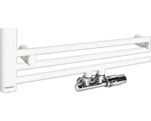 Biely radiátor na uteráky s termostatickým ventilom