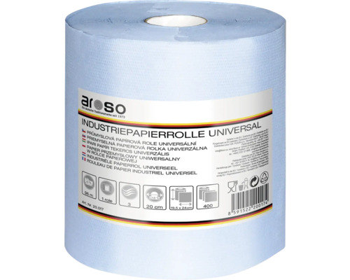 Papierová utierka 3 vrstvá 19,5x24 cm 400 útržkov Aroso univerzálna priemyselná papierová rolka, 96 metrov