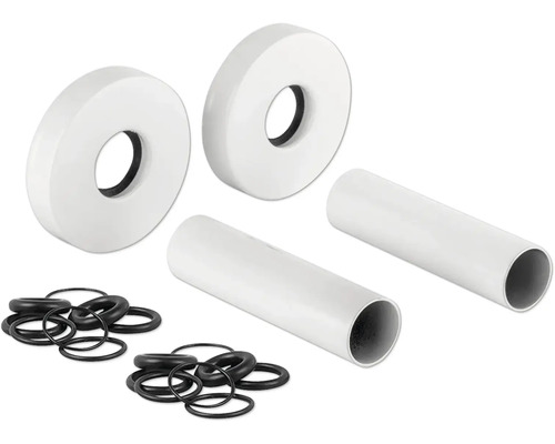 Rozeta na vykurovacie telesá Ø 50 mm nerez biela 1 Pár Rúrkový kryt, manžety a tesniace krúžky v sade