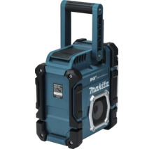 Stavebné rádio Makita DMR112 s Digital Audio Broadcasting plus, Bluetooth, rukoväťou a Makita Logo.