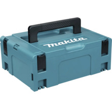 Systémový kufor Makita Makpac z plastu s rukoväťou a uzatváracími sponami.
