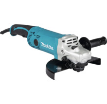 Uhlová brúska Makita s bočnou rukoväťou, ochranným krytom a Makita Logo.