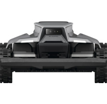 Pohľad zozadu na robotickú kosačku s pásovým pohonom a 360-stupňovým Vision Fence.