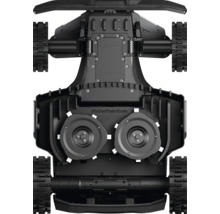 Spodná strana robotickej kosačky MowMentum s kolesami a nožmi