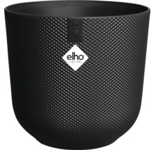 Čierny kvetináč s kosoštvorcovým vzorom a logom Elho