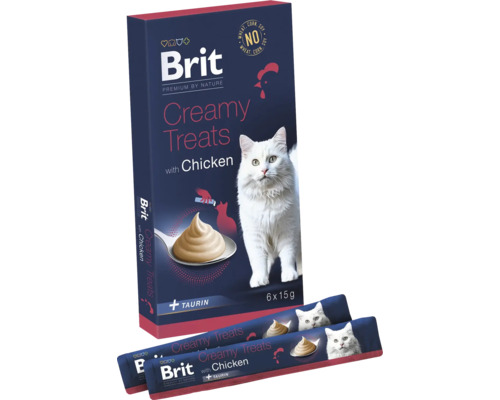 Brit Creamy Treats s kuracím mäsom pre mačky, balenie so šiestimi jednotlivými porciami