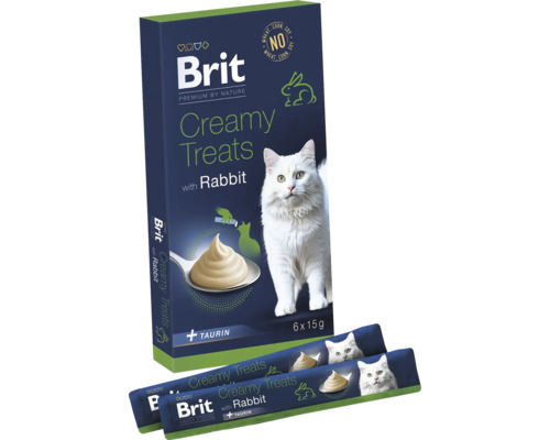 Brit Creamy Treats s králikom, maškrta pre mačky, balenie so šiestimi porciami