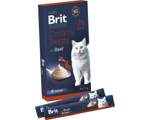 Brit Creamy Treats s hovädzím mäsom pre mačky, balenie po 6 kusoch