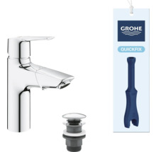 Lesklá vodovodná batéria s odtokovou armatúrou a logom Grohe