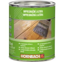 Hornbach impregnačná lazúra pre vonkajšie použitie, 750 mililitrov, circa 6,75 metrov štvorcových, znižuje absorpciu vlhkosti, s ochranným filmom.