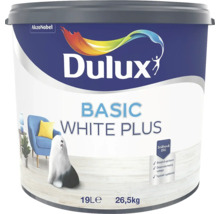 Dulux interiérová farba Basic White Plus snehobiela matná, balenie 19 litrov s hmotnosťou 26,5 kilogramov.